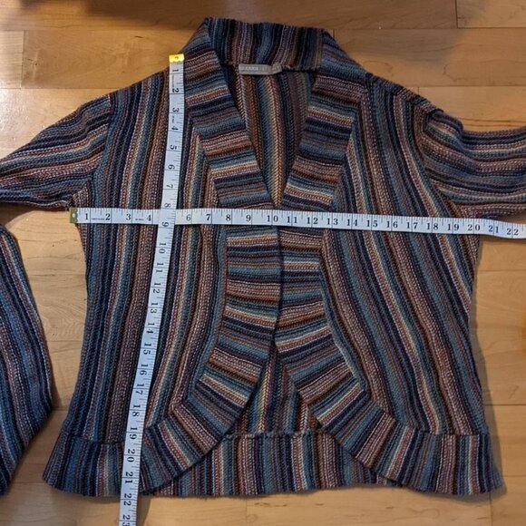 ZARA Rainbow knit open front Wool blend bell sleeves cardigan Medium - Picture 6 of 10